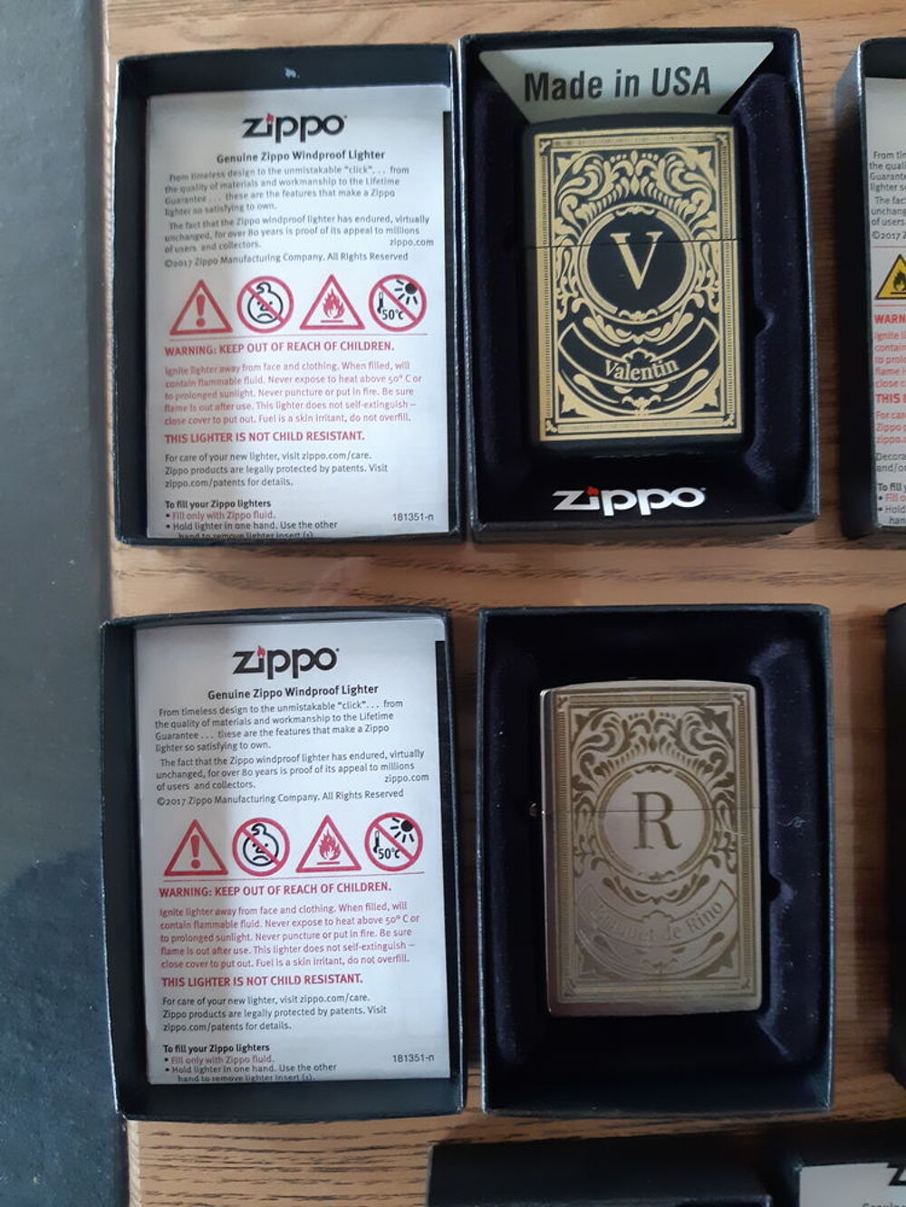 5 briquets ZIPPO collectors, lite d&eacute;tails 