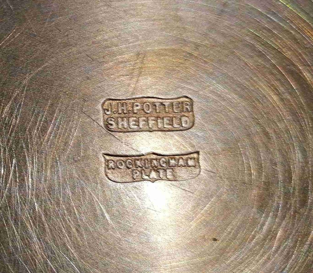 Tr&egrave;s ancien plat de l'orf&egrave;vre anglais. J.H Potter. Sheffield Cuisine
