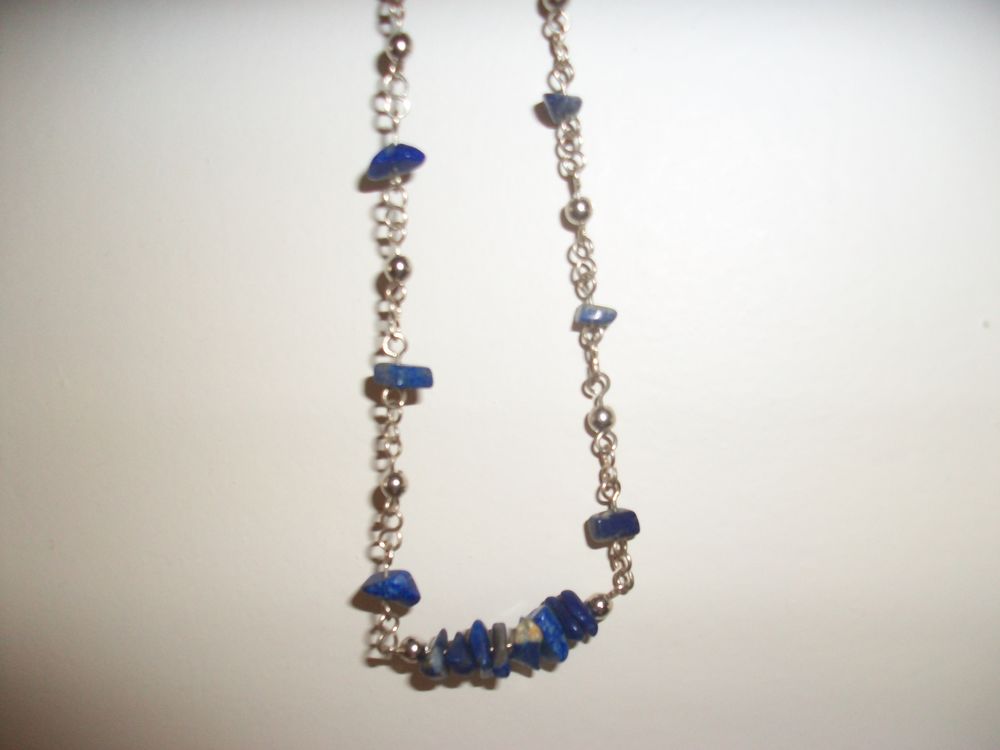 Parure argent lapis lazuli bleu collier et bracelet Bijoux et montres