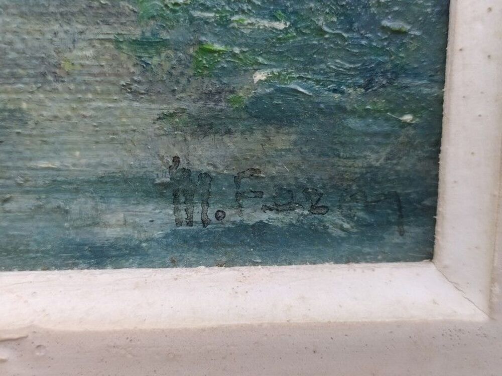 Tableau Pont Fleuri &agrave; Quimperl&eacute; Sign&eacute; M. Fazan 