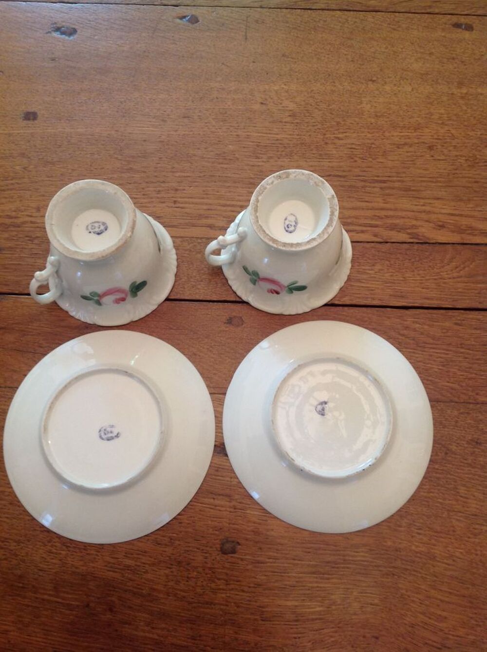 Deux tasses en porcelaine Louis Philippe XIX&egrave;me Dcoration