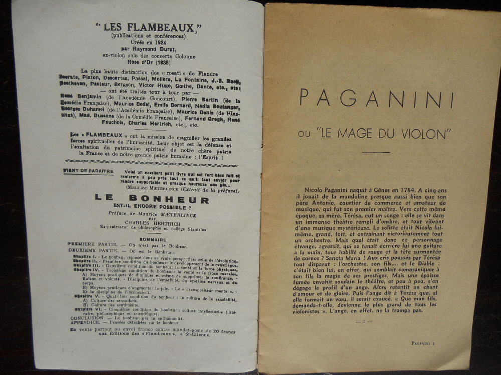  PAGANINI LE MAGE du VIOLON- 1934 Livres et BD