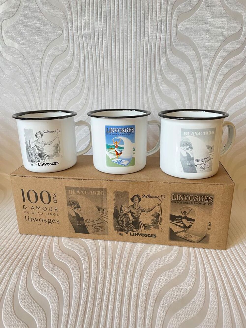 3 TASSES ~ en m&eacute;tal ~ NEUVES avec un petit air r&eacute;tro Décoration
