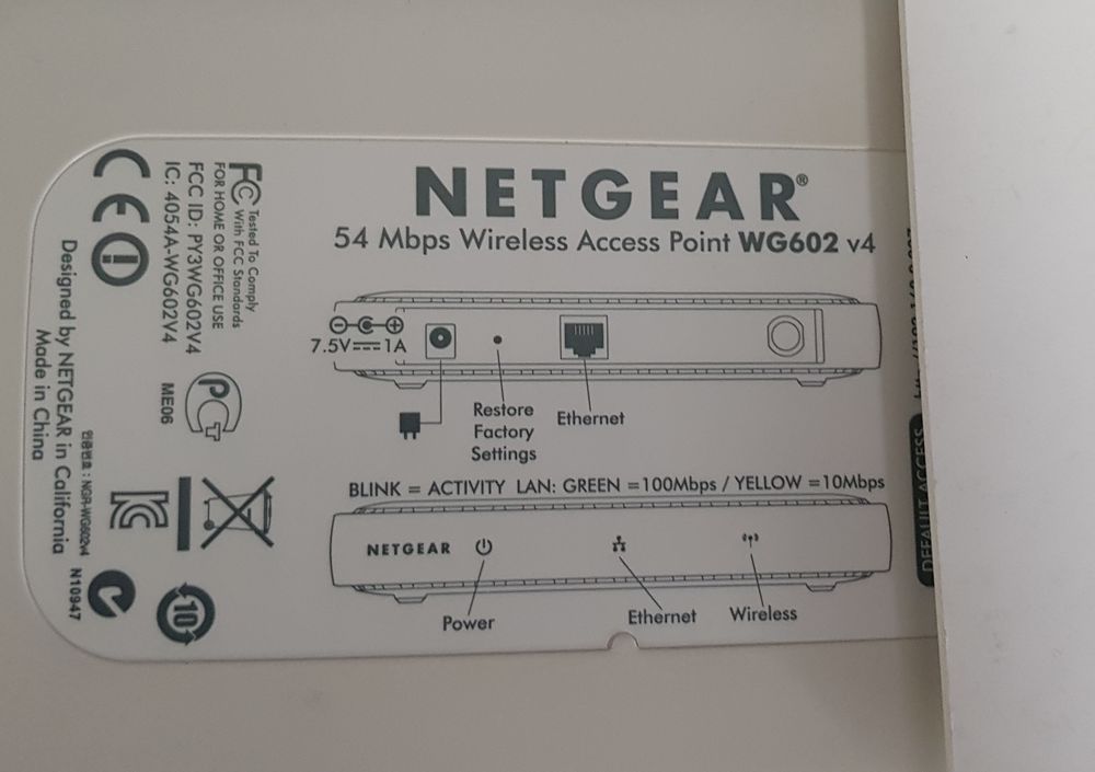 Netgear Access Point WG602 v4 - r&eacute;p&eacute;teur Wifi / Bridge Matériel informatique