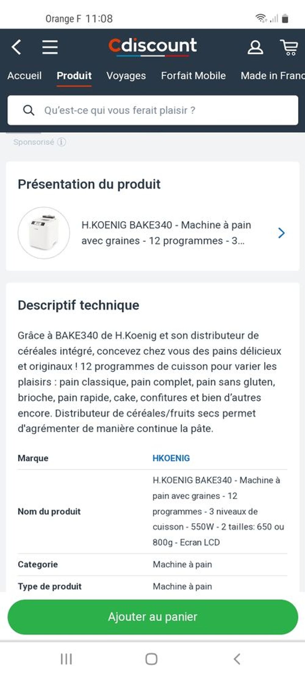 Machine &agrave; pain koenig bake 340 Electroménager