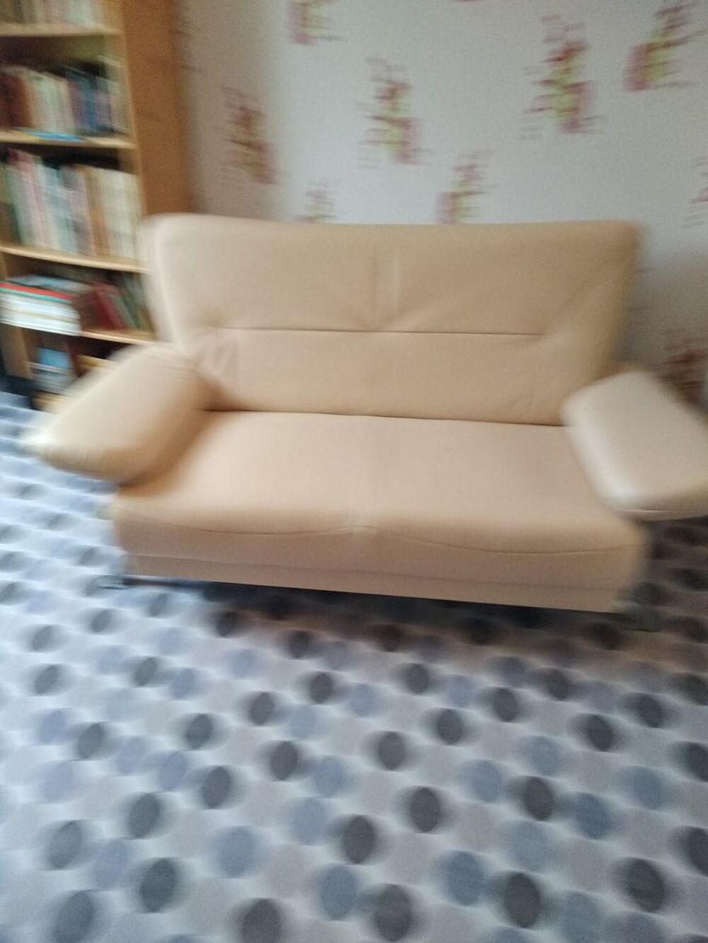 d'un canap&eacute; de couleur beige. Meubles