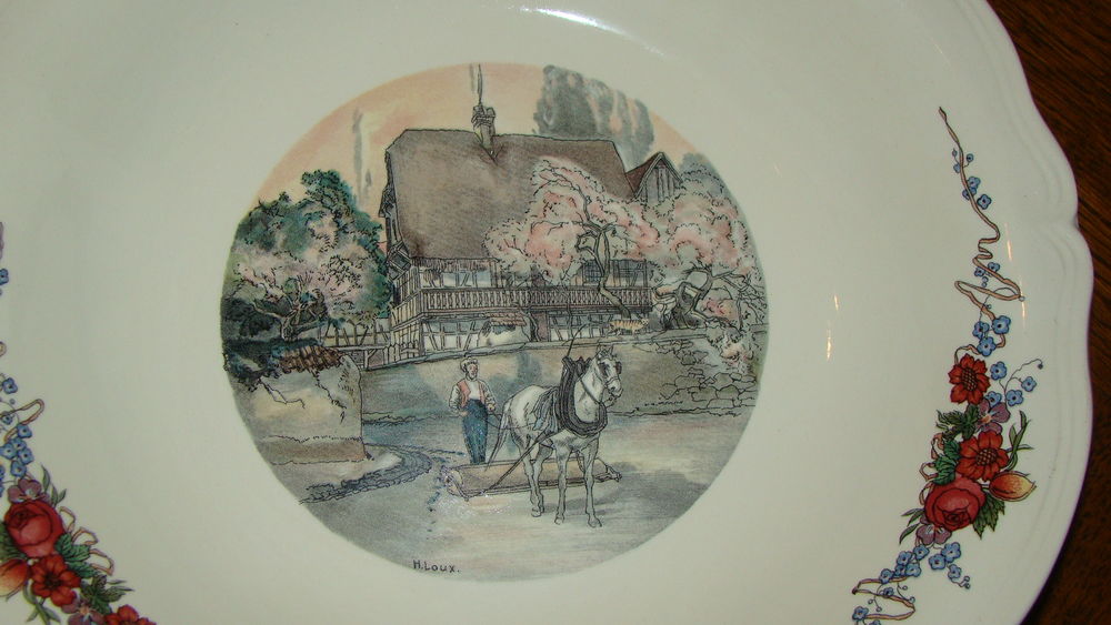 Plat creux rond fa&iuml;ence Sarreguemines Orbenai Loux Cuisine