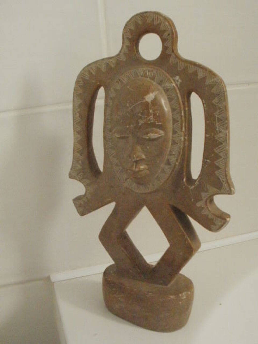 Ancienne sculpture africaine en marbre, sign&eacute;e RIHOLLIN Décoration