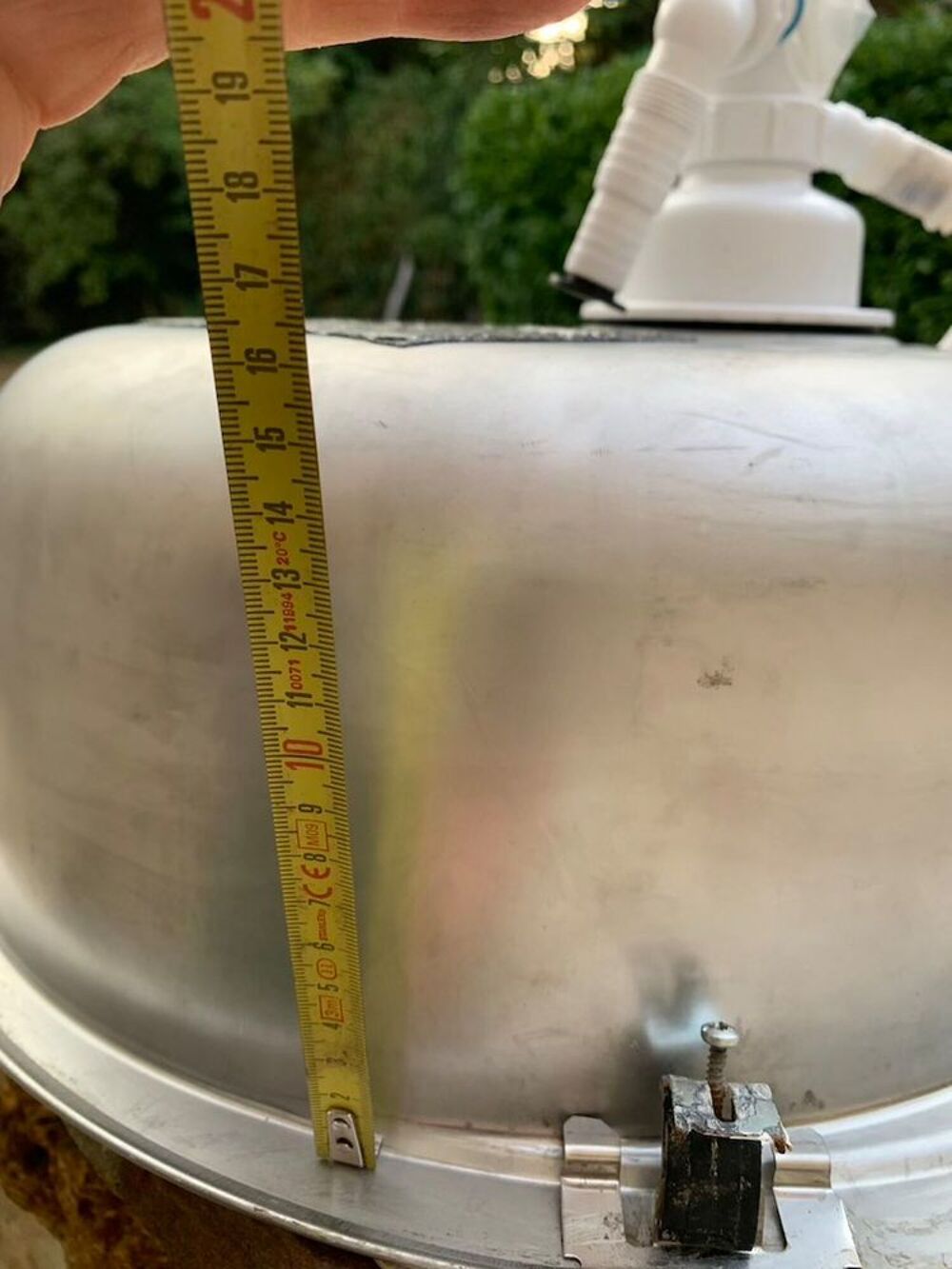 &Eacute;vier &agrave; encastrer en inox bac rond 49 cm avec vidange Bricolage