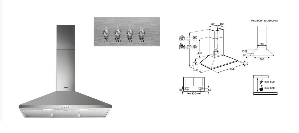 Hotte murale de cuisson AEG inox NEUF dans carton d'origine Electroménager