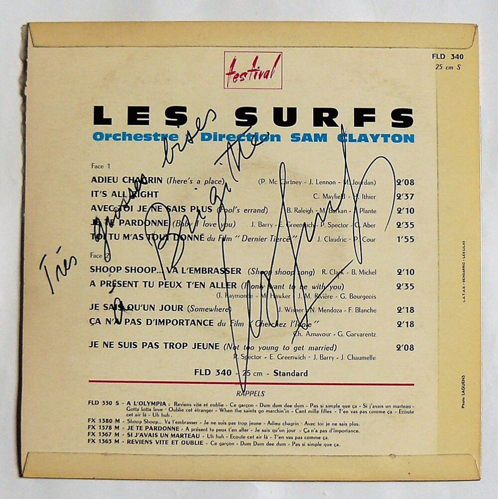 25cm LES SURFS d&eacute;dicac&eacute; : A pr&eacute;sent tu peux t'en aller 1964 CD et vinyles