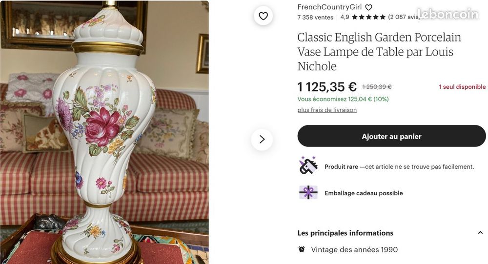 Classic English Garden Porcelain Vase Lampe louis nichole Décoration