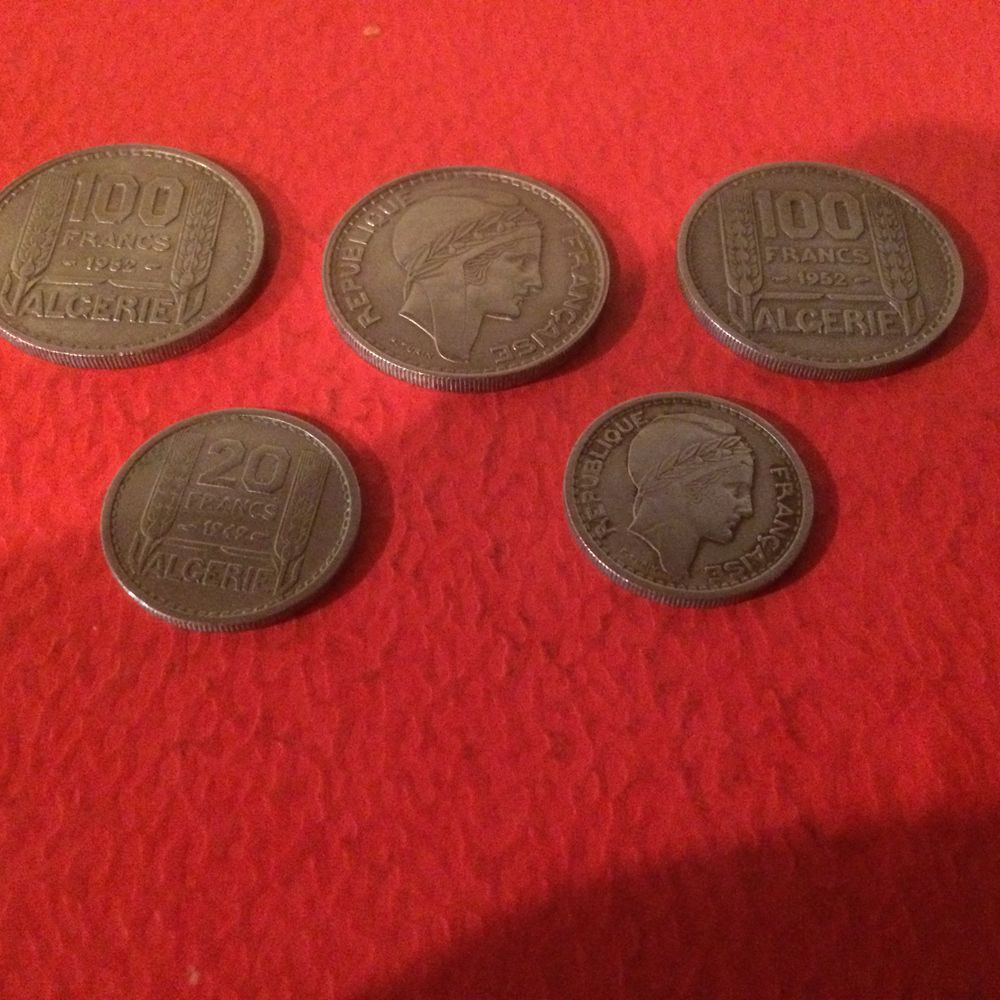 Lot 5 pieces 100 &amp; 20F Alg&eacute;rie
