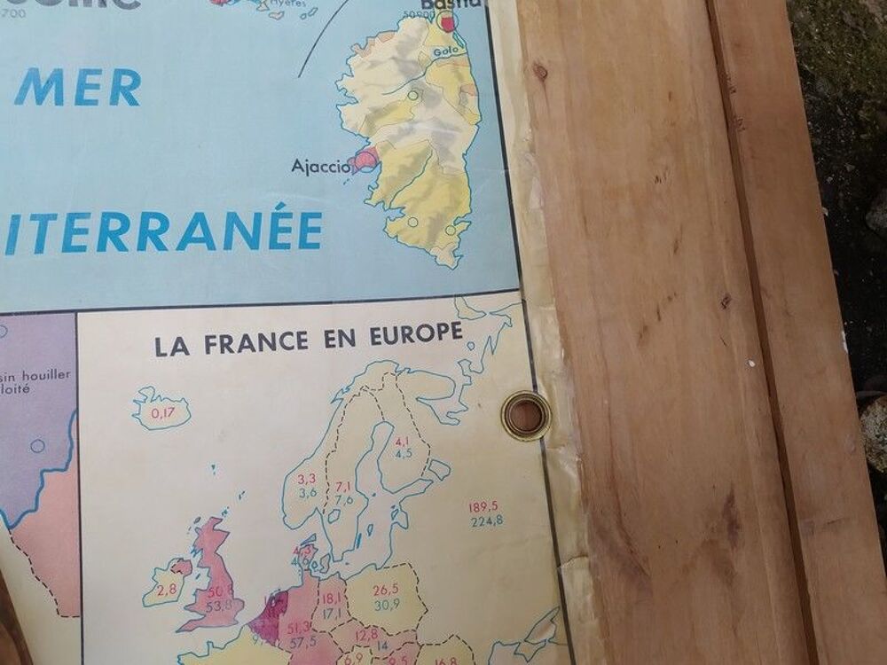 Affiche Carte Scolaire Vintage France Population Décoration