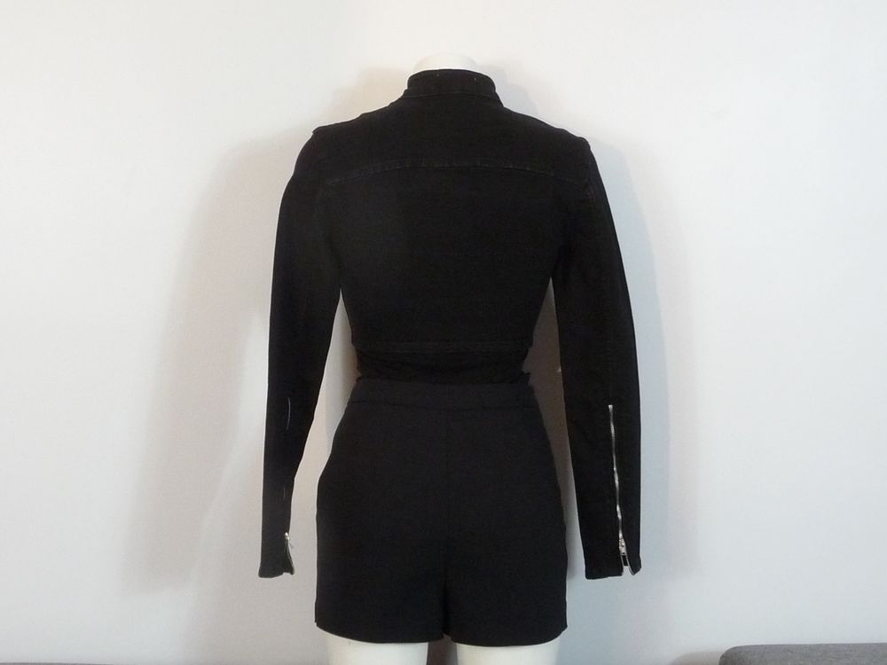 Veste Courte/ Blouson Noir avec Zip devant et Manches-Zara Vêtements