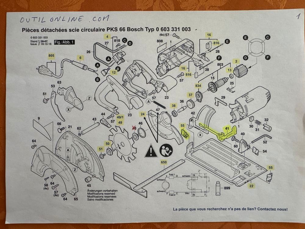 SCIE CIRCULAIRE BOSCH PKS 66 Bricolage