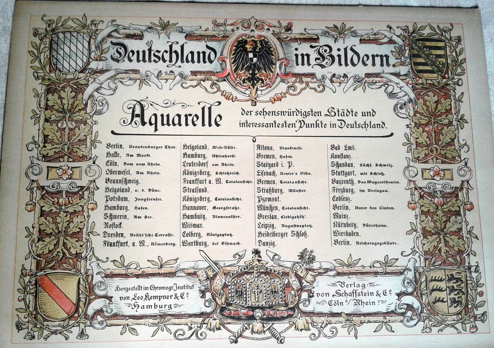 Rare ancien Deutschland in Bildern. Aquarelles Kempner 1895 