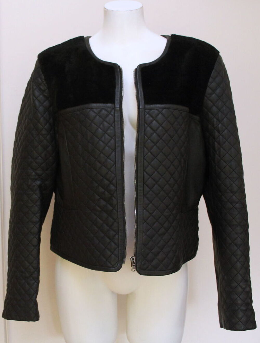 Veste cuir matelass&eacute; ZAPA T.XL (44/46) Vêtements