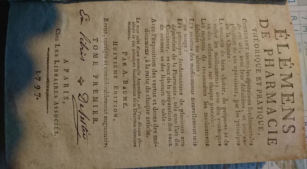 livre &eacute;l&eacute;ments de pharmacie de 1797 Livres et BD