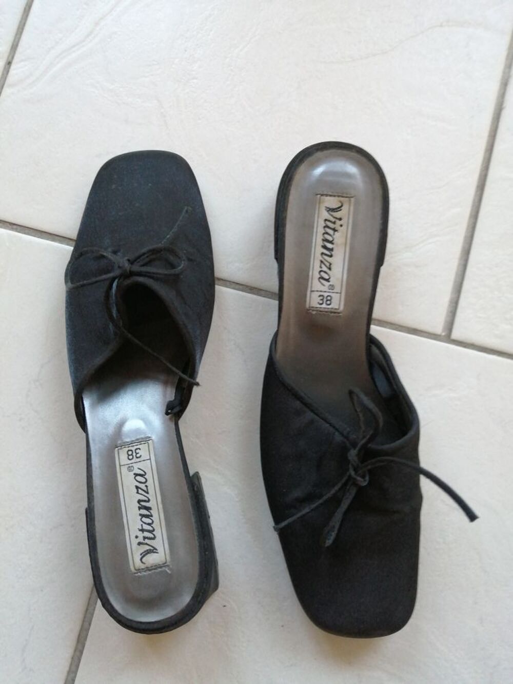 MULES NOIR SATIN FEMMES 38 Chaussures