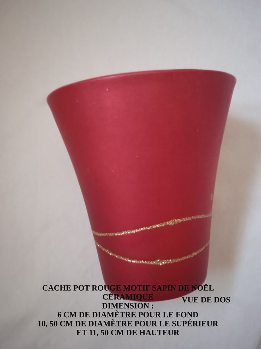 Cache pot c&eacute;ramique rouge motif sapin de No&euml;l Décoration