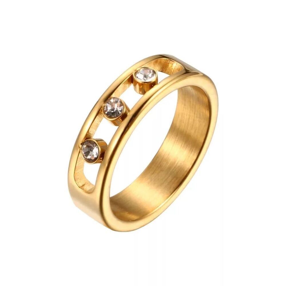Bague acier inoxydable dor&eacute; Bijoux et montres