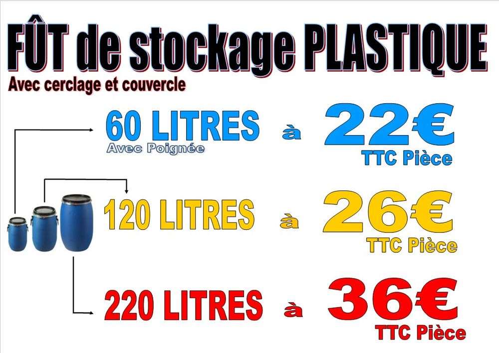 FUTS plastique -STOCKAGE- Diverses dimensions Bricolage