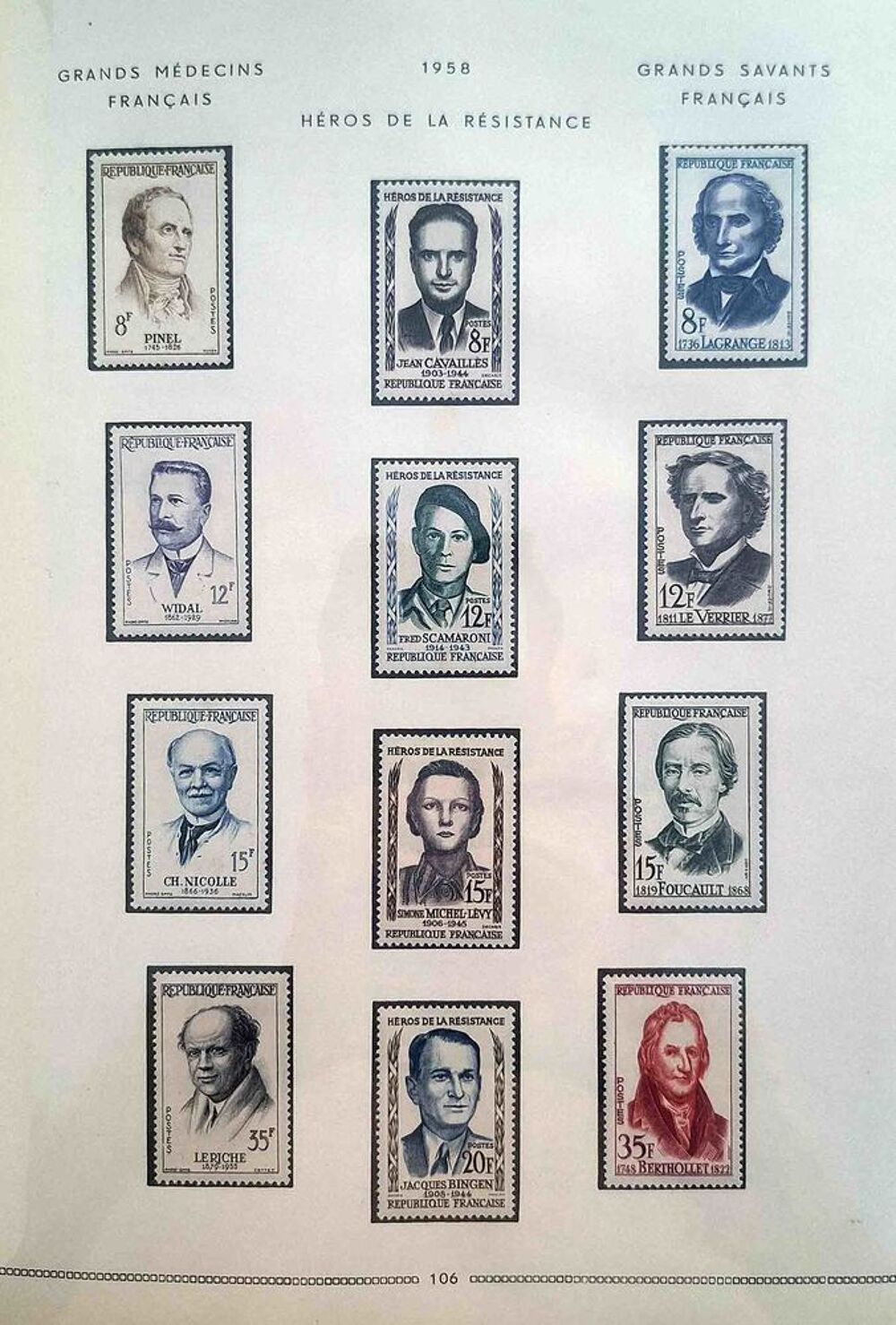 S&eacute;rie de timbres de collection de France G12 