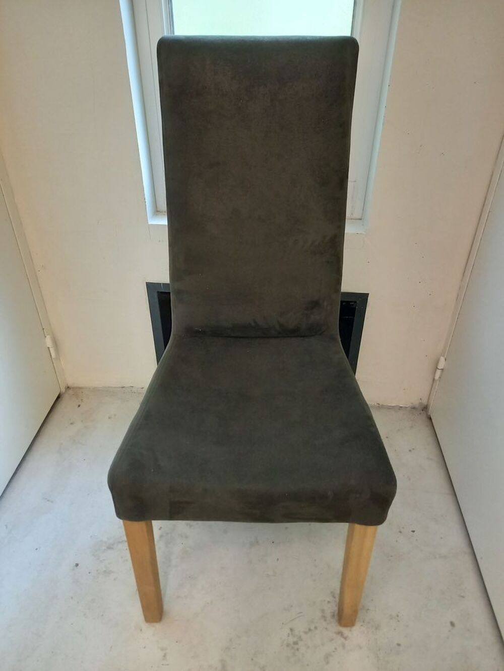 3 chaises tissus Nubuc gris TBE Meubles