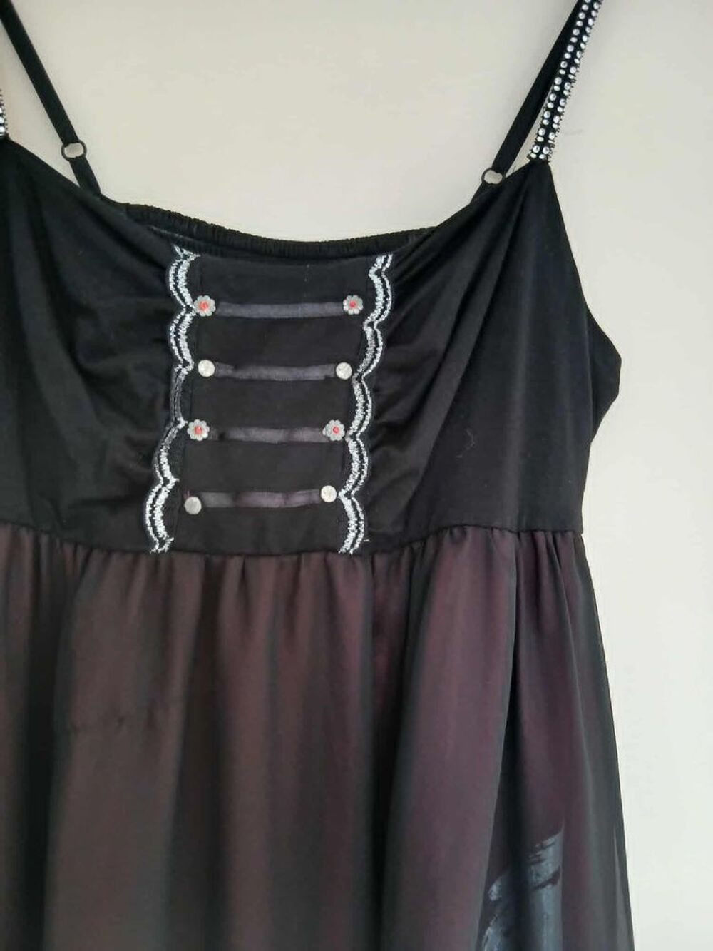  Robe Clara Vitti noire dragon doubl&eacute;e de satin rouge N&deg;1416 Vêtements