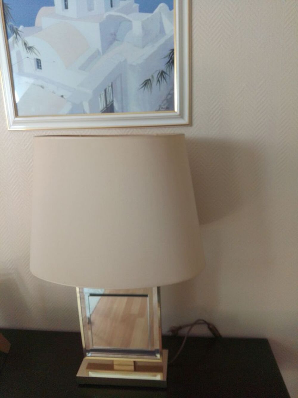 Lampe en verre et dor&eacute;e D�coration