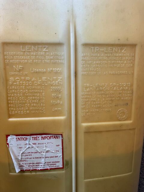 Donne Cuve 2000 L 0 Chanceaux-sur-Choisille (37)