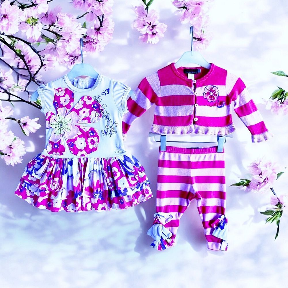 CATIMINI - ENSEMBLE 3P B&Eacute;B&Eacute; VOLANTS, FLEURS &amp; BRODERIES 6M Vtements enfants
