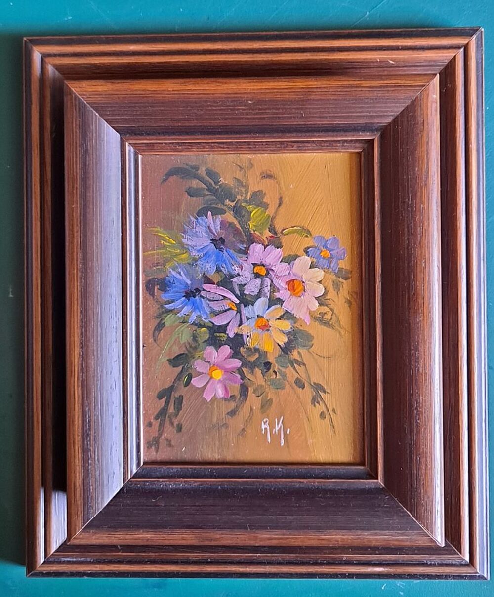 Tableau au motif floral sign&eacute; R. Keiflin Décoration
