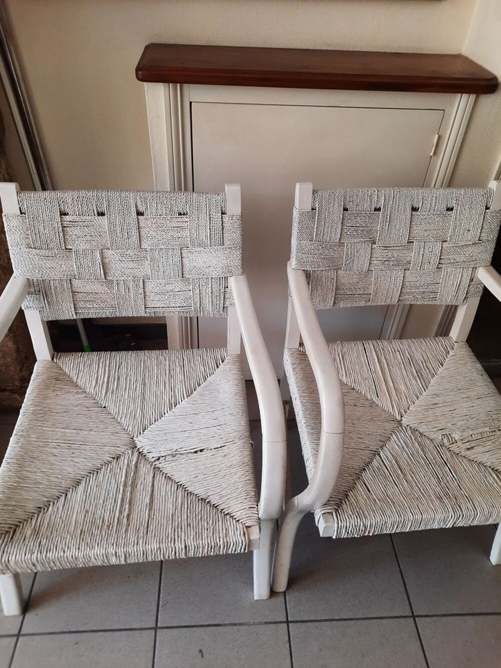 2 FAUTEUILS ANCIENS VROOM &amp; DREESMANN-HOLLANDE EN ROTIN-BOIS Meubles