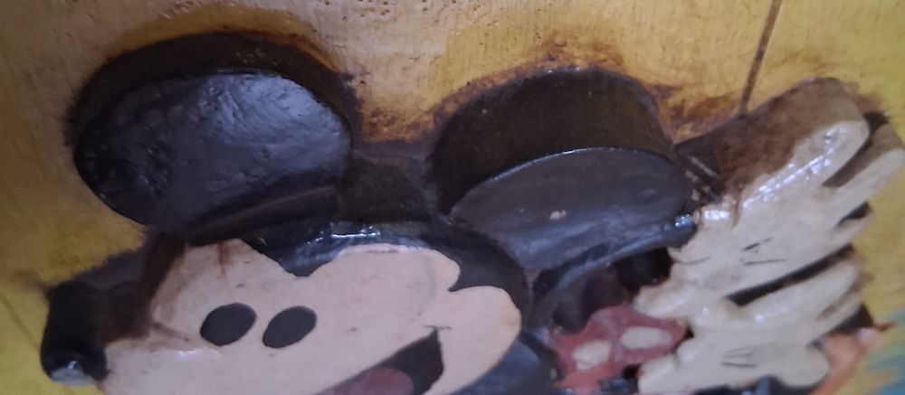 Tableau bois sculpt&eacute; Mickey Mouse Décoration