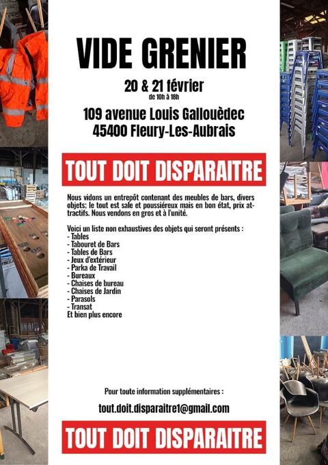 VIDE GRENIER - TOUT DOIT DISPARAITRE - Fleury les Aubrais Fleury-les-Aubrais (45)