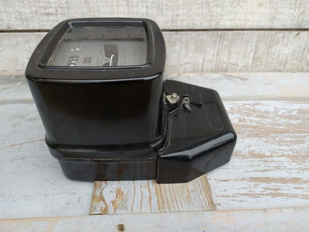 Ancien Compteur EDF Bak&eacute;lite Noir Vintage 