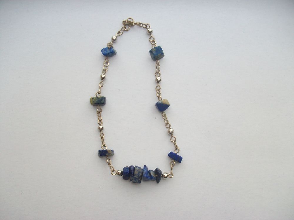 Parure argent lapis lazuli bleu collier et bracelet Bijoux et montres