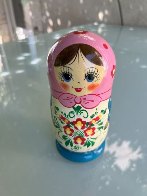 Poupe russe   Foulard rose   - 5 poupes - 18 cm 25 Prigueux (24)