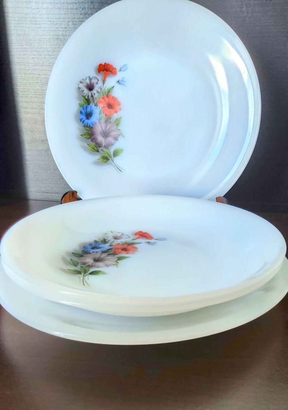 Lot 4 assiettes Arcopal Volubilis ? 2 plates + 2 creuses Cuisine