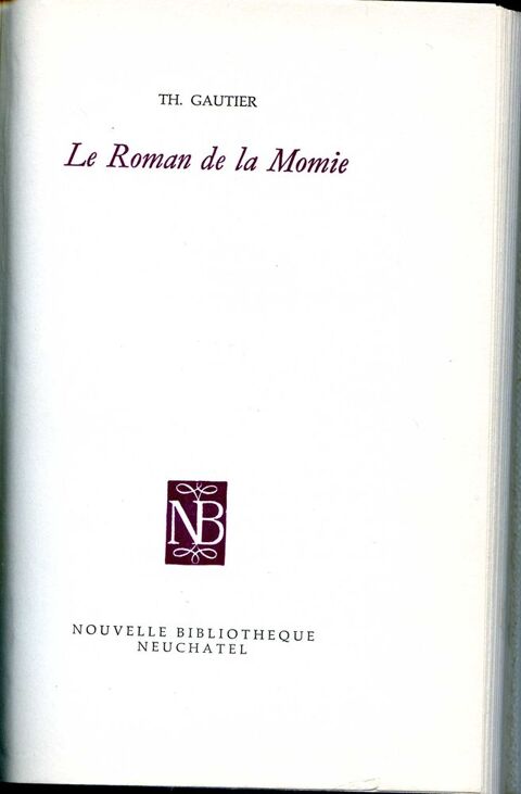 LE ROMAN DE LA MOMIE - Thophile Gautier, 9 Rennes (35)