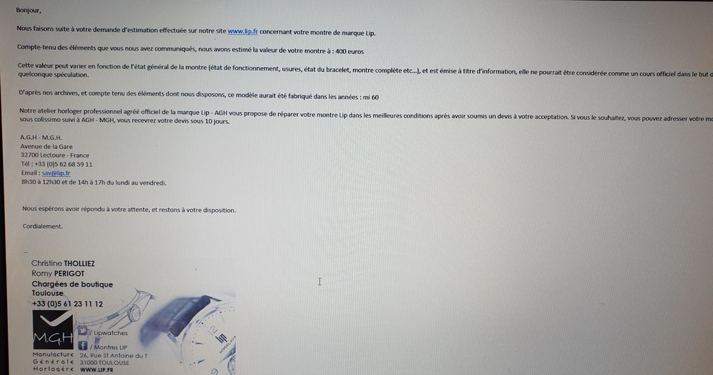 Montre Lip dauphine Bijoux et montres