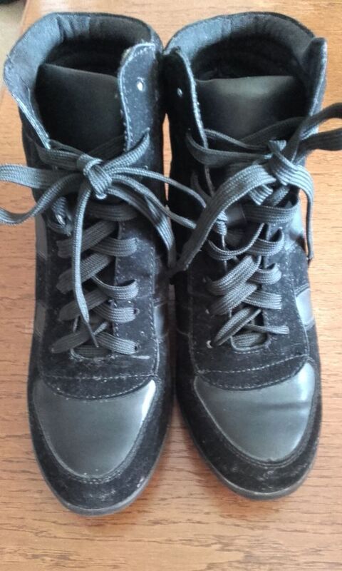 Bottines noire  talons compens 10 tampes (91)