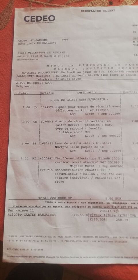 CHAUFFE EAU ELECTRIQUE BLINDE 200L 200 Saint-Laurent (31)