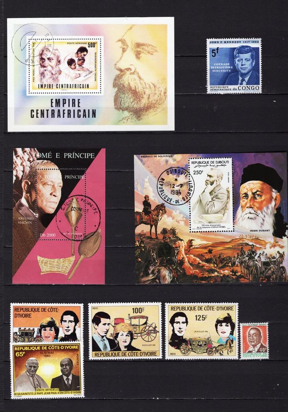 lot de 151 timbres du MONDE avec des PERSONNALITES 