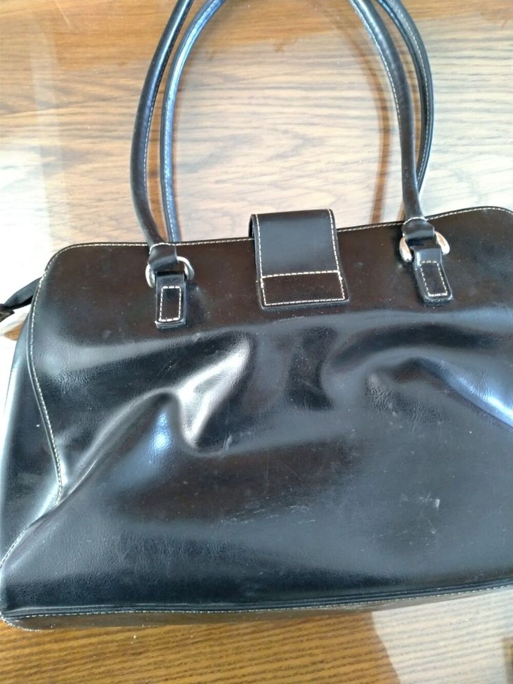 sac &agrave; main cuir &eacute;pais noir Maroquinerie