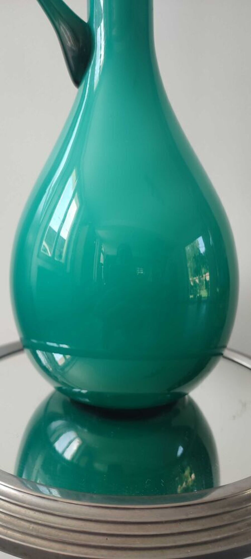 Grand vase-aigui&egrave;re vintage en verre doubl&eacute; Empoli (38 cm) 