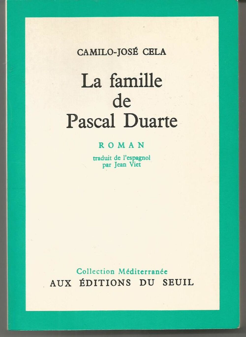 Camilo Jos&eacute; CELA La famille de Pascal Duarte Livres et BD