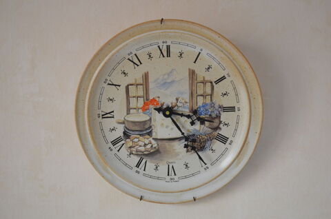 Horloge murale, assiette en grs, dcor fondue savoyarde 10 Pont-Sainte-Maxence (60)